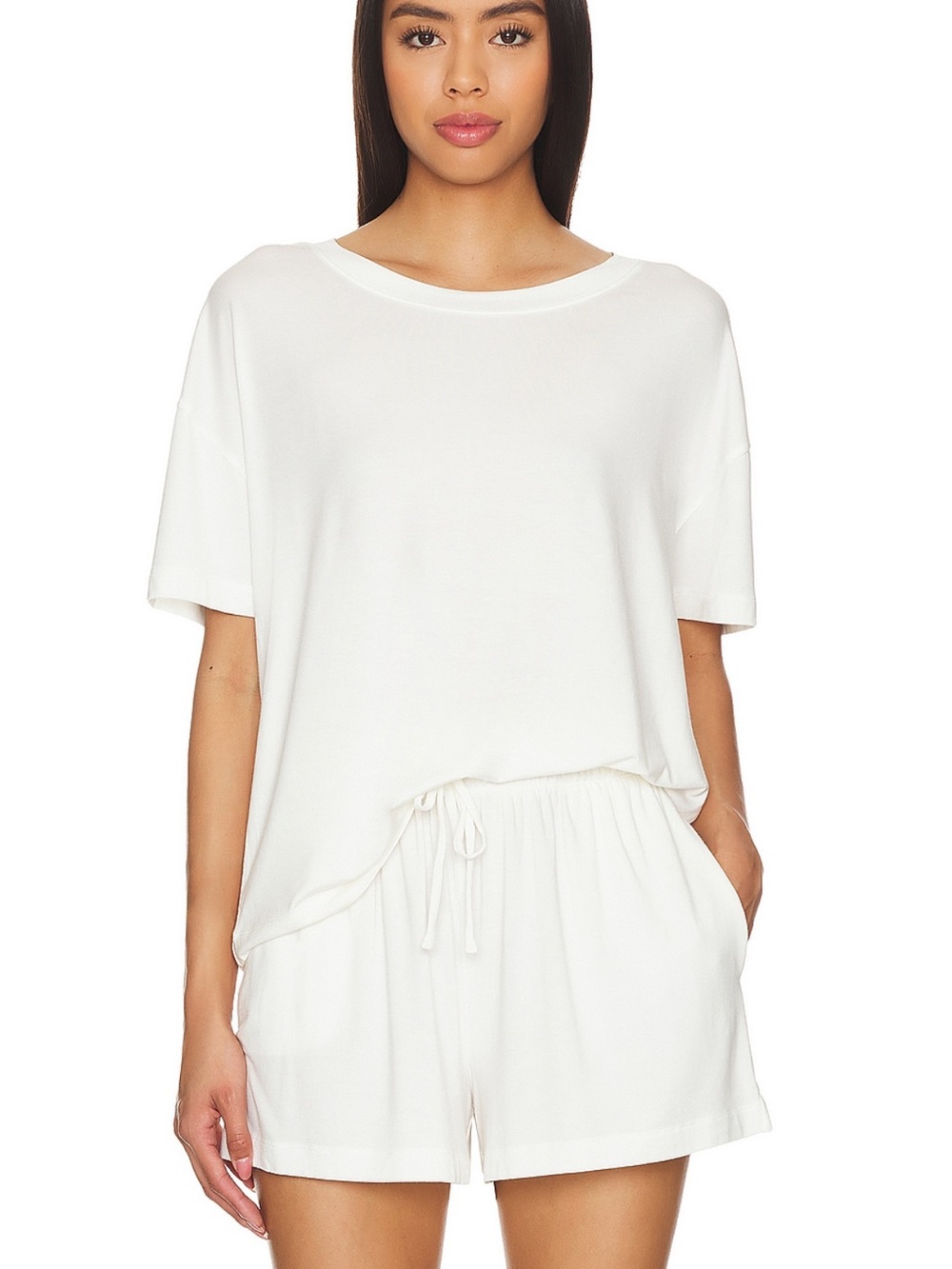 Eberjey Gisele Ivory Everyday T-Shirt and Everyday Relaxed Short Pajama Set